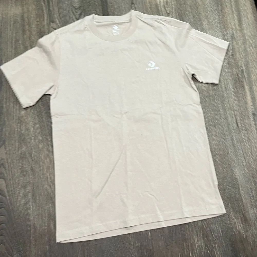 NWOT Converse T-Shirt Crewneck Short Sleeve Pullover Lightweight Beige Size XS